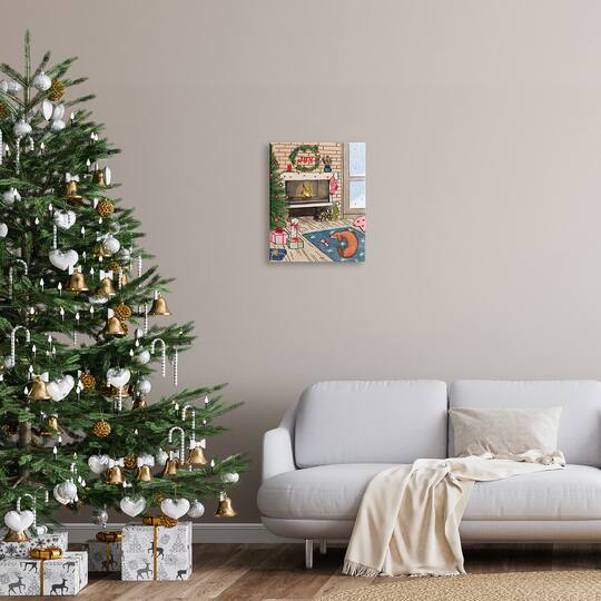 Stupell Industries Cozy Christmas Fireplace Tree Canvas Wall Art